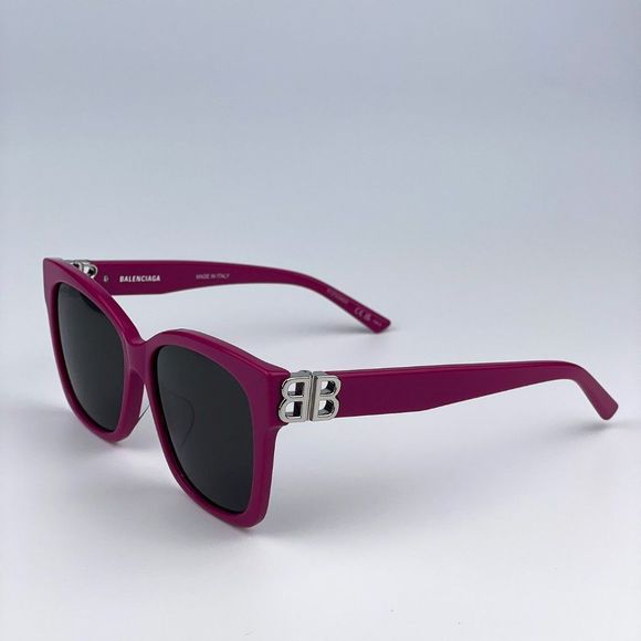 Balenciaga BB0102SA 013 Sunglasses Fuchsia Pink Grey Square Women main image 4